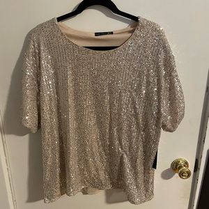 Sparkly Champagne Sequined Top - NWT